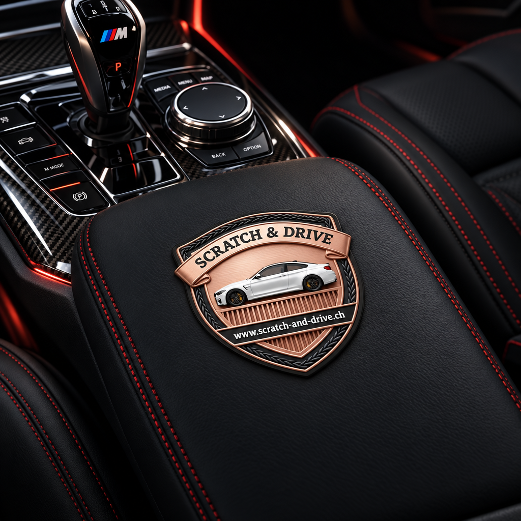 Scratch & Drive BMW Badge im M4 Innenraum