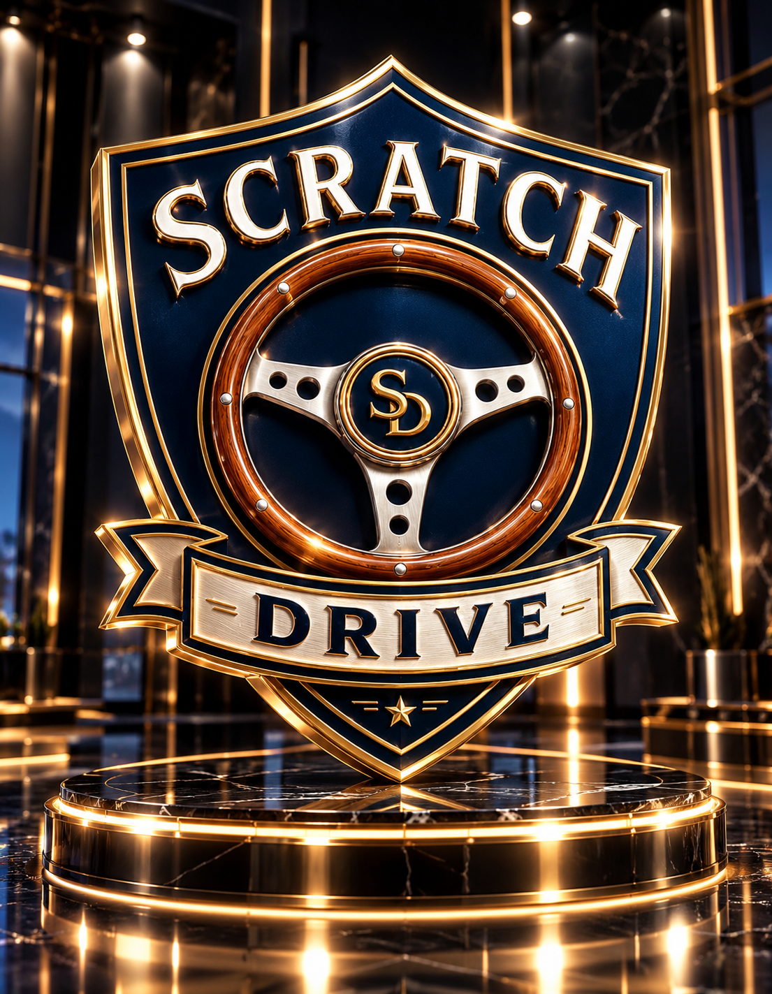 Scratch & Drive – Produktbild zum limitierten Premium Autoduft-Set und Metall-Badge