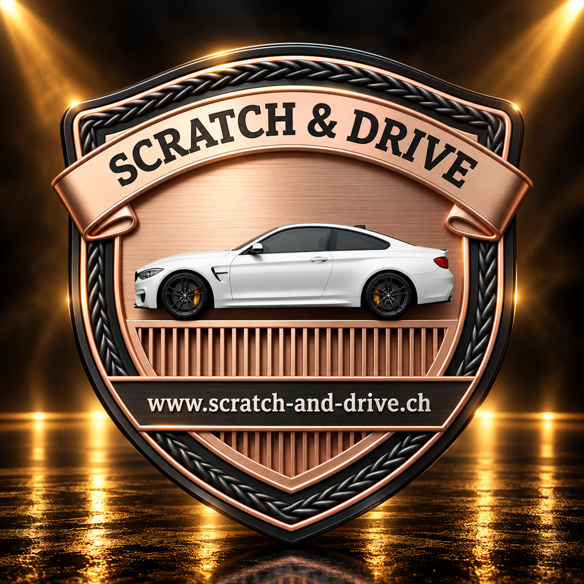 Scratch & Drive Steel Edition – dekoratives Autoduft-Wappen im BMW-Stil
