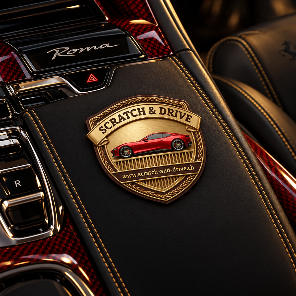 Scratch & Drive Ferrari Badge im Roma Innenraum