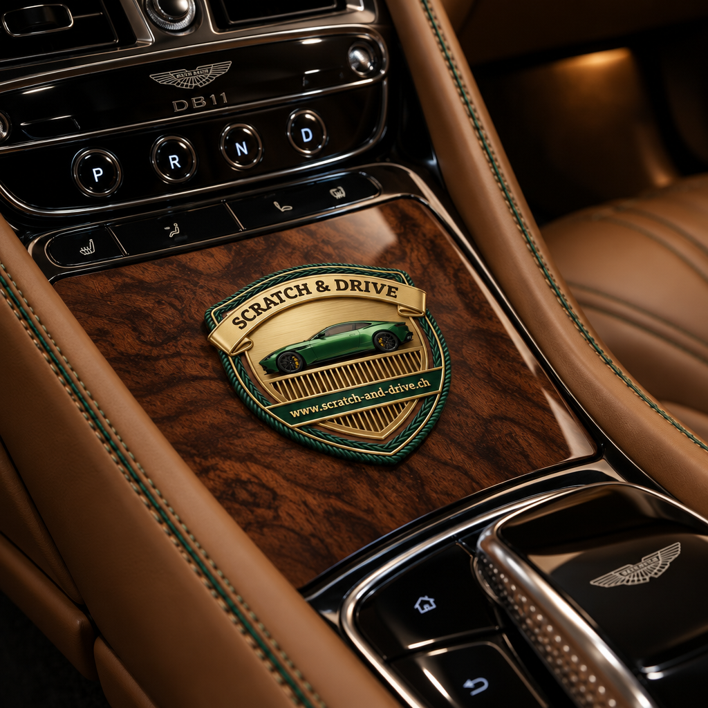 Scratch & Drive Autoduft-Set im Aston Martin Design – Ansicht im Fahrzeuginnenraum