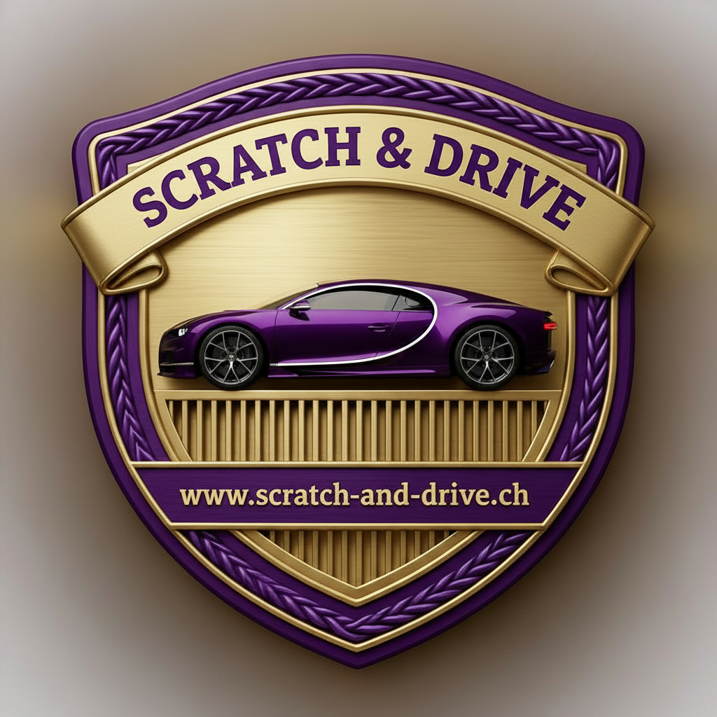 Scratch & Drive Violet Edition – Produkt-Badge im Bugatti Design
