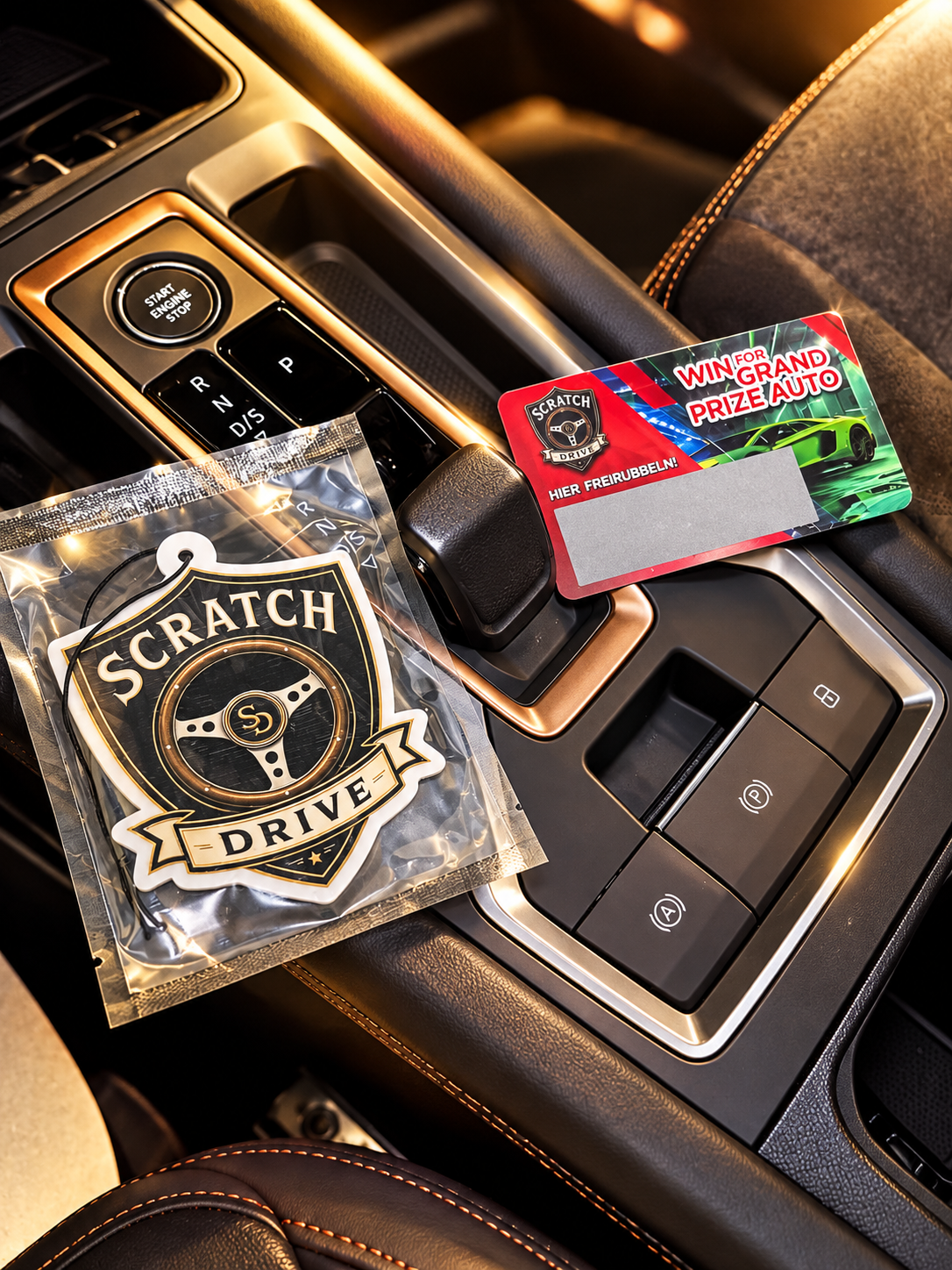 Scratch & Drive limitiertes KFZ-Dekor – Premium Autoduft-Set mit Auto-Wappen
